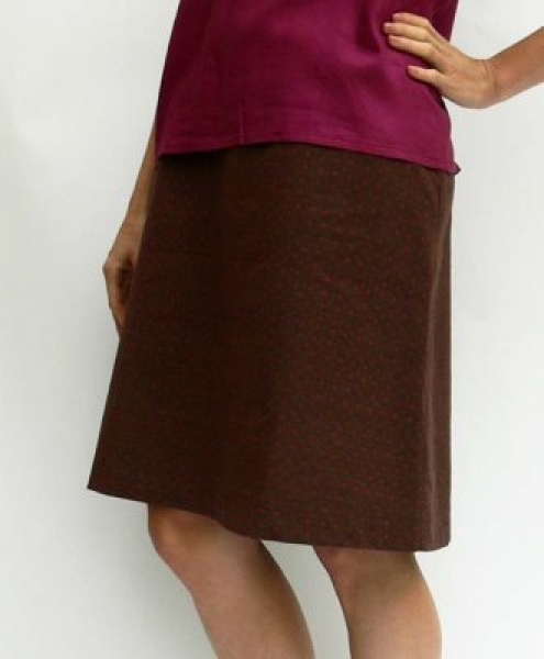 Gonna in cotone jacquard svasata Cristallo color tabacco e fucsia