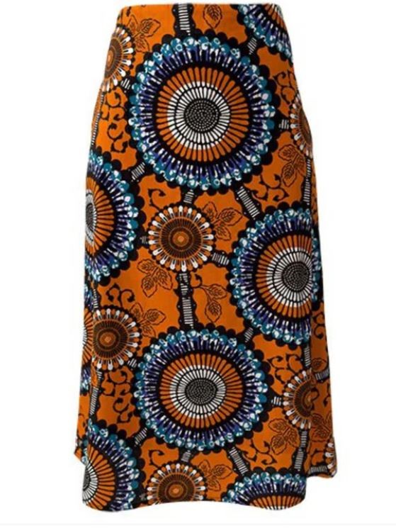 Gonna lunga fantasia africana arancio Luna - Progetto Quid