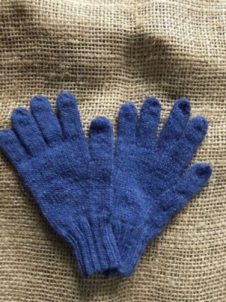 Guanti con 5 dita in Lana di alpaca Blu denim