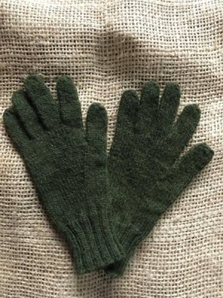 Guanti con 5 dita in Lana di alpaca Verde scuro