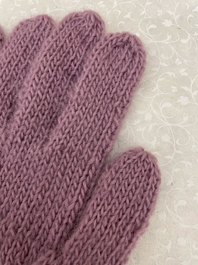 Guanti in lana fatti a mano 5 dita Lavanda