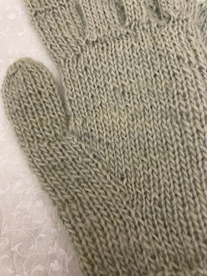 Guanti in lana fatti a mano 5 dita Verde giada