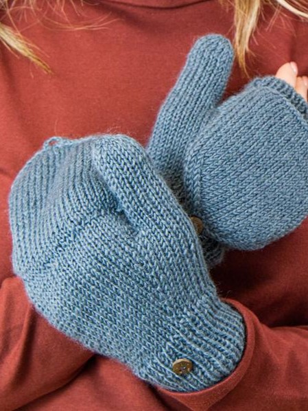 Guanti senza dita con cappuccio, fatti a mano Blu avio MENTA