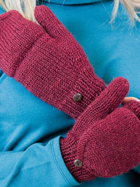 Guanti senza dita con cappuccio, fatti a mano Bordeaux MENTA