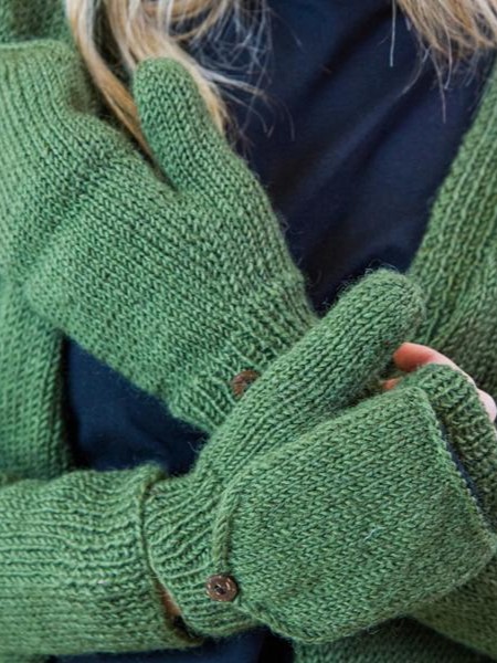 Guanti senza dita con cappuccio, fatti a mano Verde MENTA
