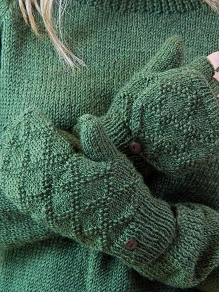 Guanti senza dita con cappuccio, fatti a mano Verde Rubina