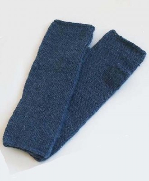 Guanti senza dita in Lana di alpaca Blu denim