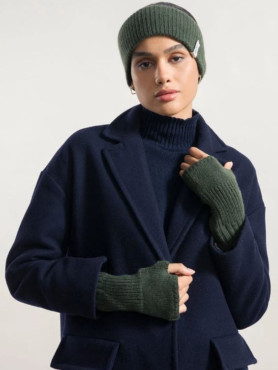 Guanti senza dita in cashmere rigenerato Tamara Verde foresta Rifò