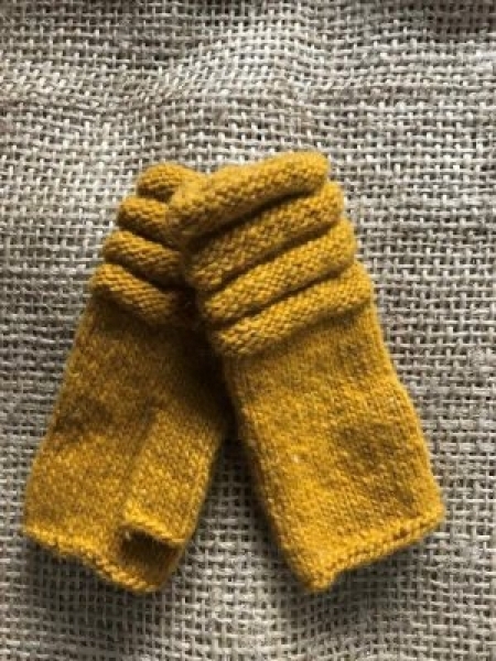 Guanti senza dita in Lana di alpaca tinta unita Giallo