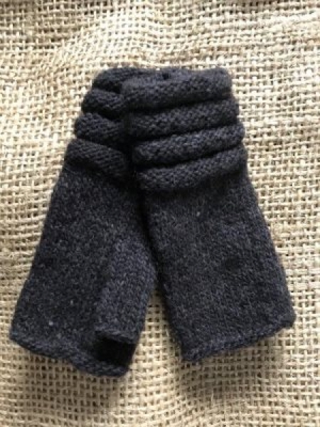 Guanti senza dita in Lana di alpaca tinta unita Grigio scuro