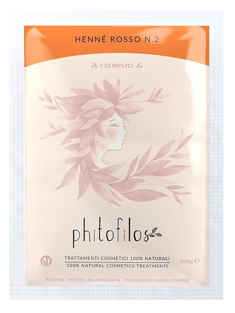 HENNE ROSSO N.2 colore per capelli 100% vegetale naturale - PHITOFILOS