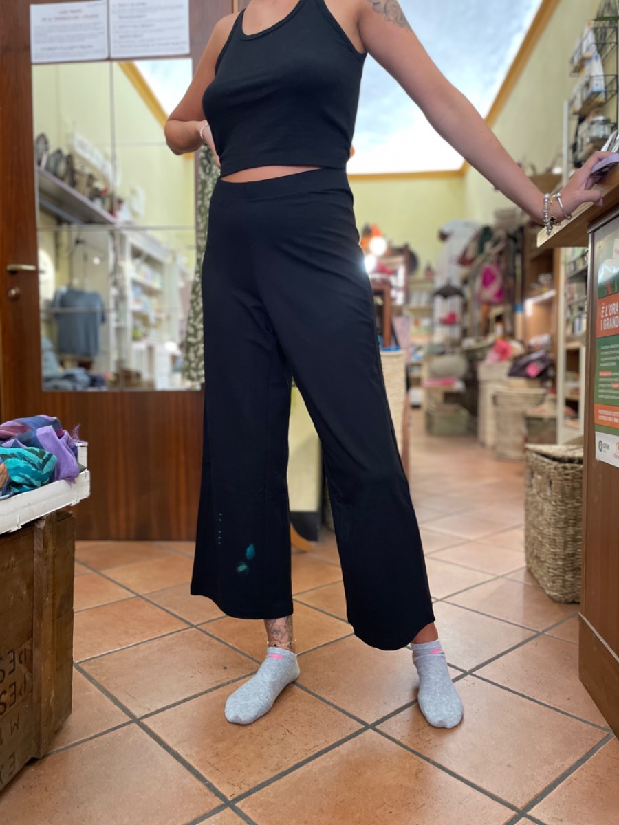 Pantaloni palazzo Jersey di bamboo nero bio
