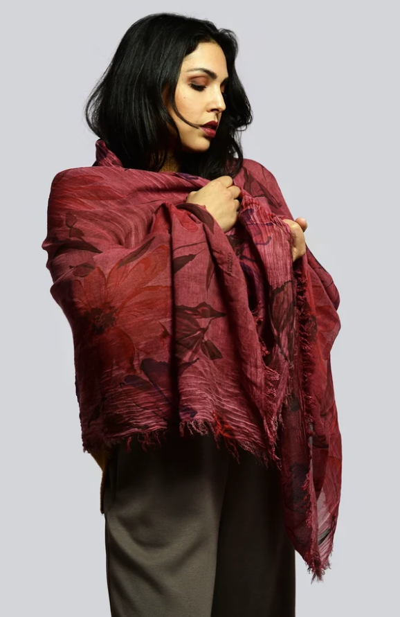 Foulard sciarpa bamboo De Nittis Bordeaux