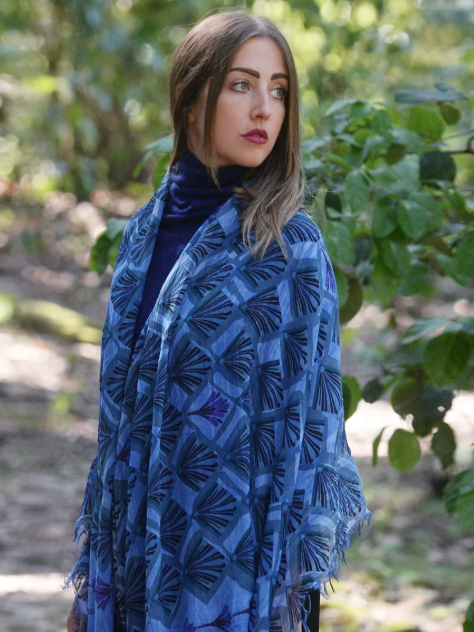 Foulard sciarpa bamboo Erté Blu Indaco