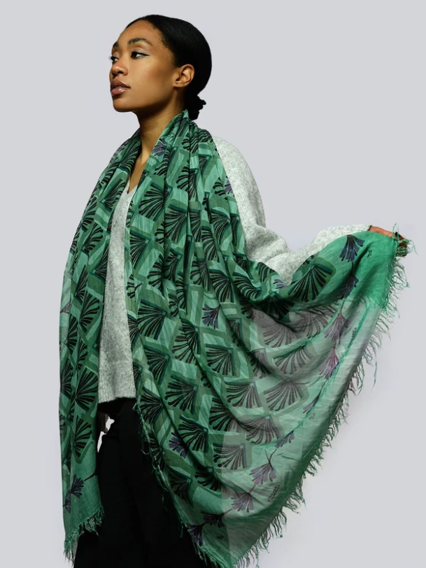 Foulard sciarpa bamboo Erté Verde Foresta