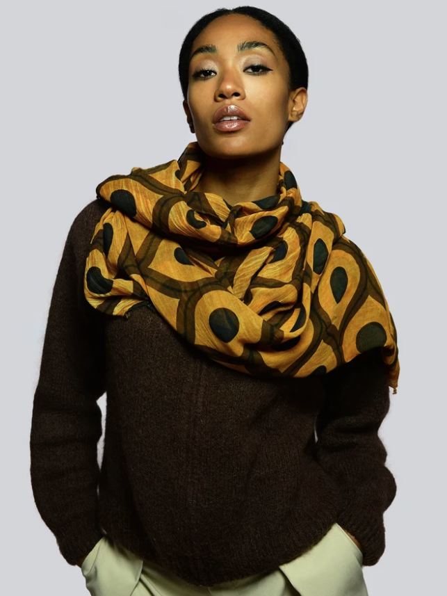 Foulard sciarpa in bamboo Escher Giallo Zafferano