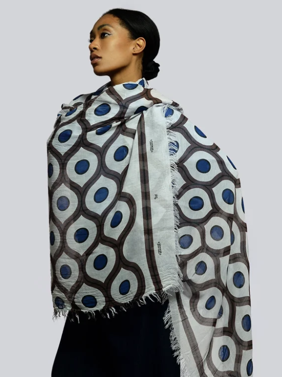 Foulard sciarpa in bamboo Escher Grigio Perla