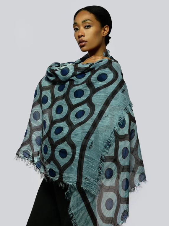 Foulard sciarpa Bamboo Escher Blu Denim