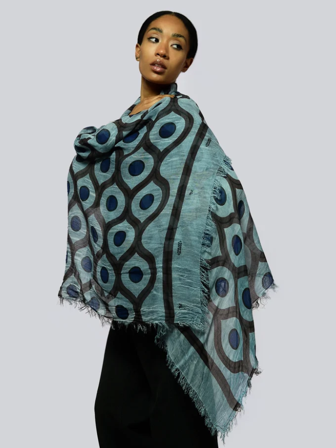 Foulard sciarpa Bamboo Escher marrone