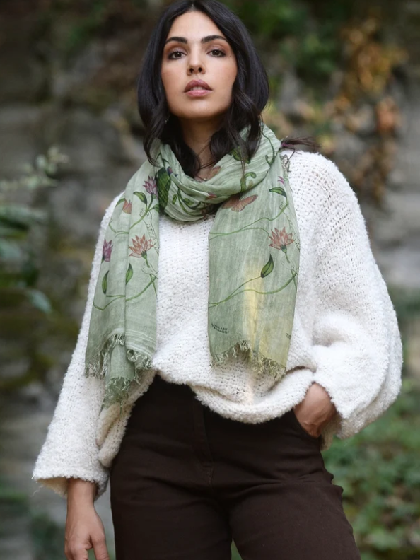 Foulard sciarpa Bamboo Frida Kalo Verde