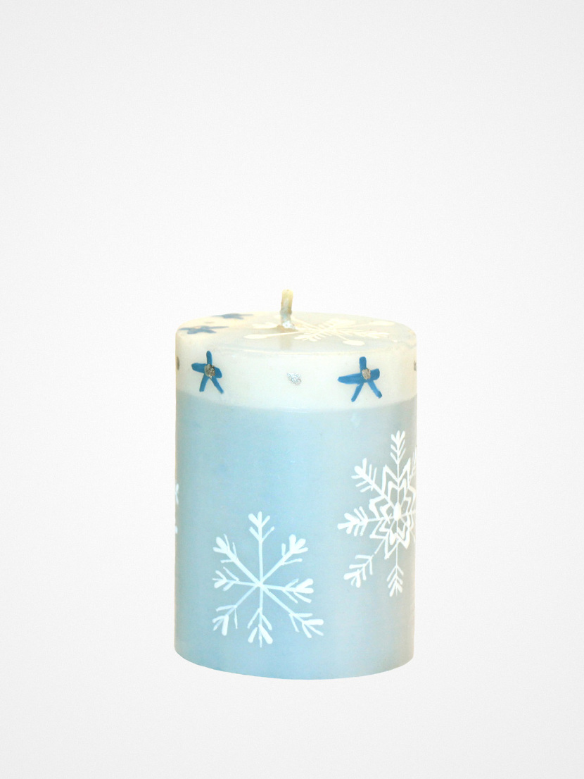 Candela decorativa Kapoko fiocchi di neve Natale 5x7 cm
