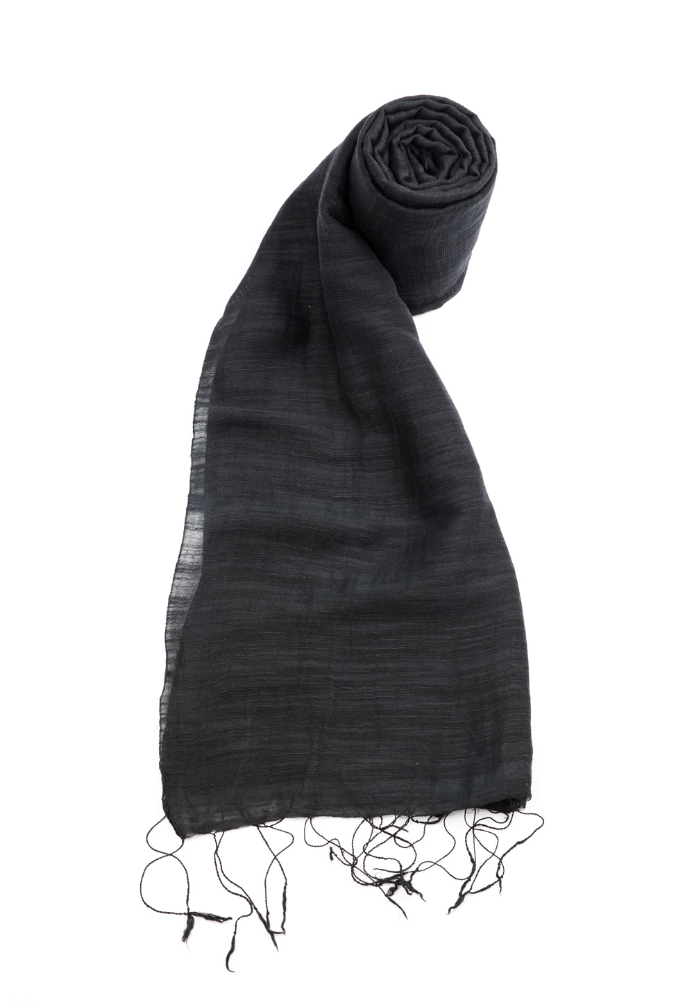 Sciarpa LAN 50% seta 50% cotone Tinta Unita BLACK