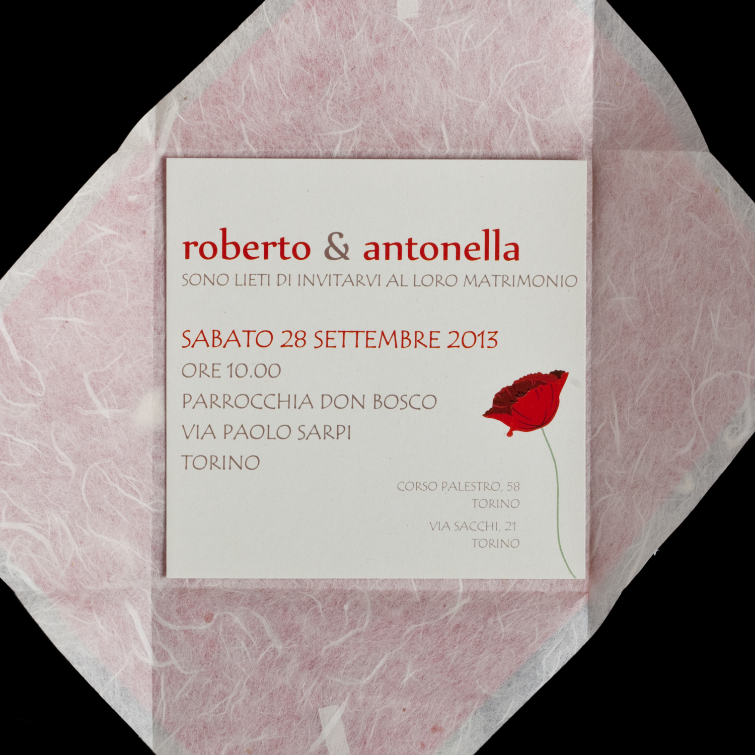 Partecipazione rosso papavero