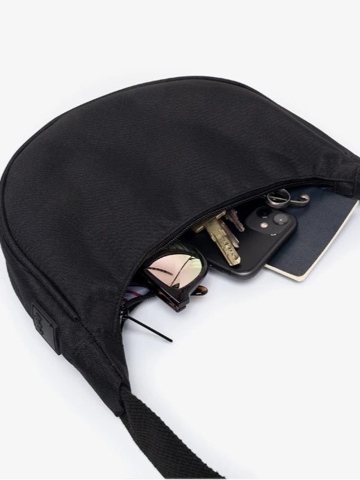 Borsa marsupio mezzaluna LUA in tessuto ecofriendly Nero Lefrik