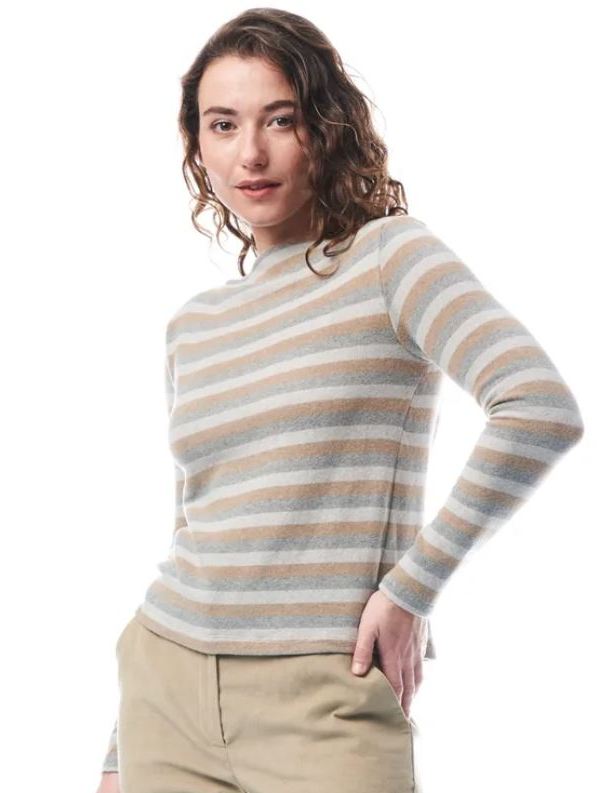 Maglia righe beige grigio felpatina Rosalind - Quid per OnEarth