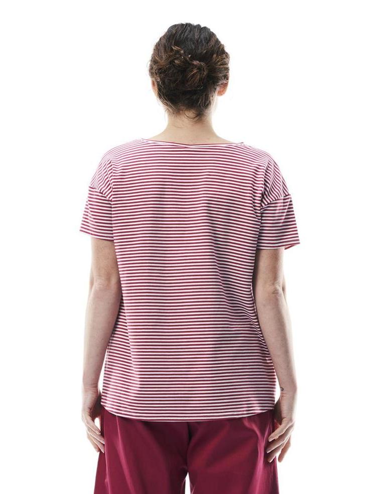 Maglia a righe in cotone organico Verde pavone bianco Tulsi