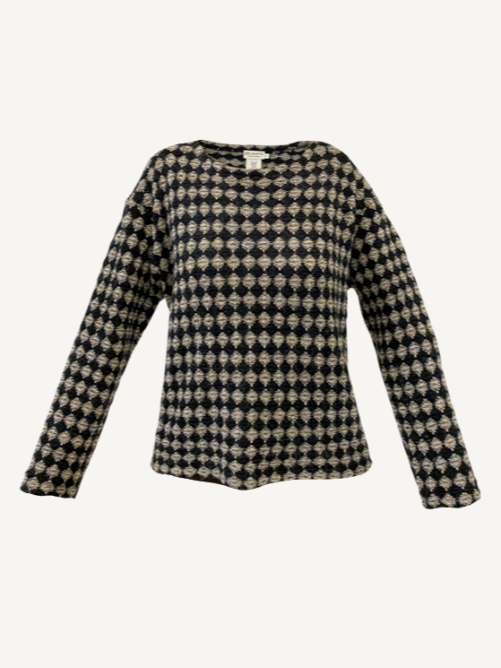 Maglia rombi viscosa Kate Nero beige 