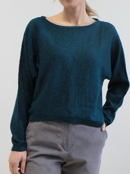 Maglia collo a barca in alpaca Carvi Blu verde