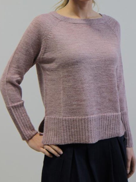 Maglia collo a barca in alpaca Linfa rosa