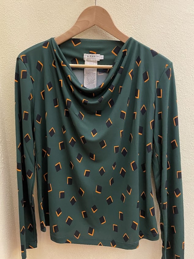 Maglia viscosa scollo drappeggiato Dafne verde scuro
