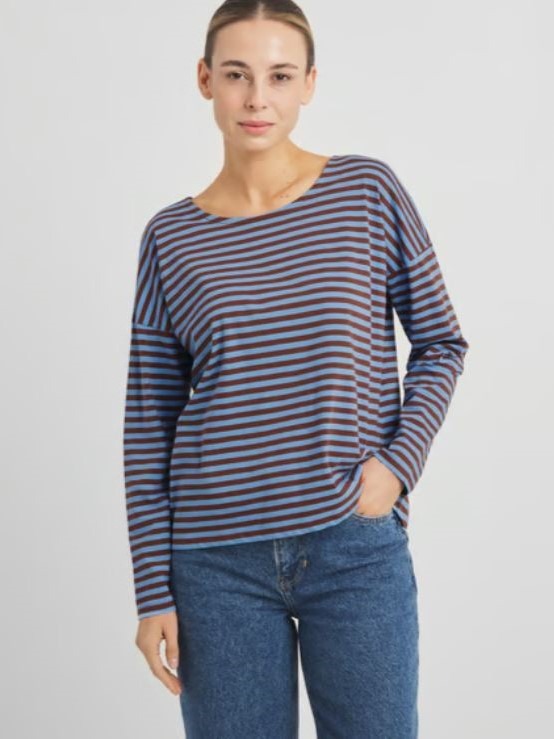 Maglia donna Humledal righe Brown cotone bio