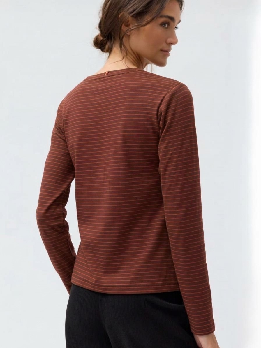 Maglia donna righe Castagna