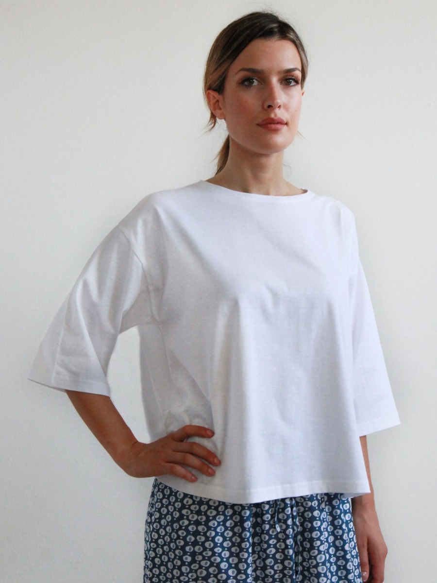 Maglia donna in cotone organico Garofano bianca