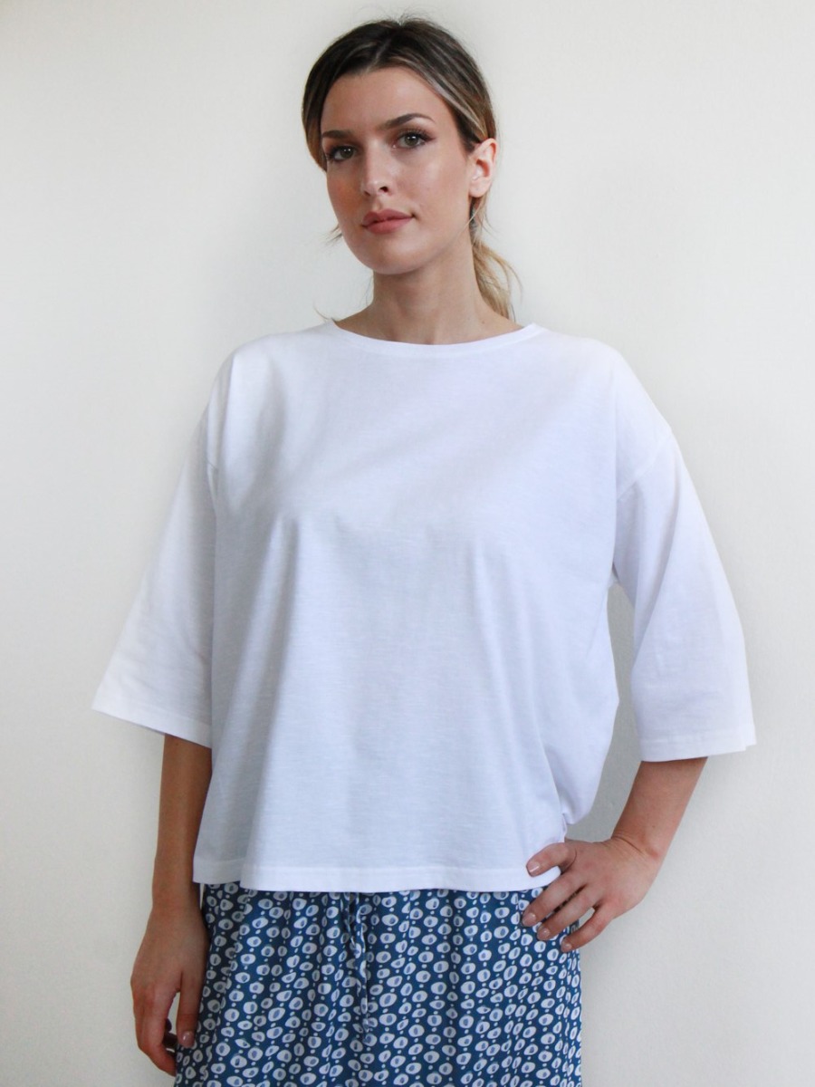 Maglia donna in cotone organico Garofano bianca