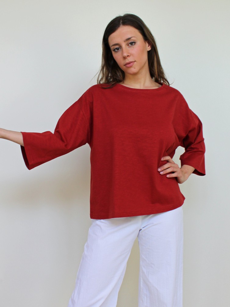 Maglia donna in cotone organico Garofano Rosso On Earth
