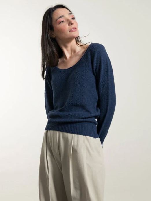 Maglioncino in jeans di cotone rigenerato Grazia Blu baltico Rifò