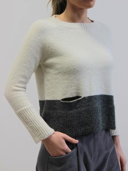 Maglia donna in alpaca Delfino bianco grigio On Earth