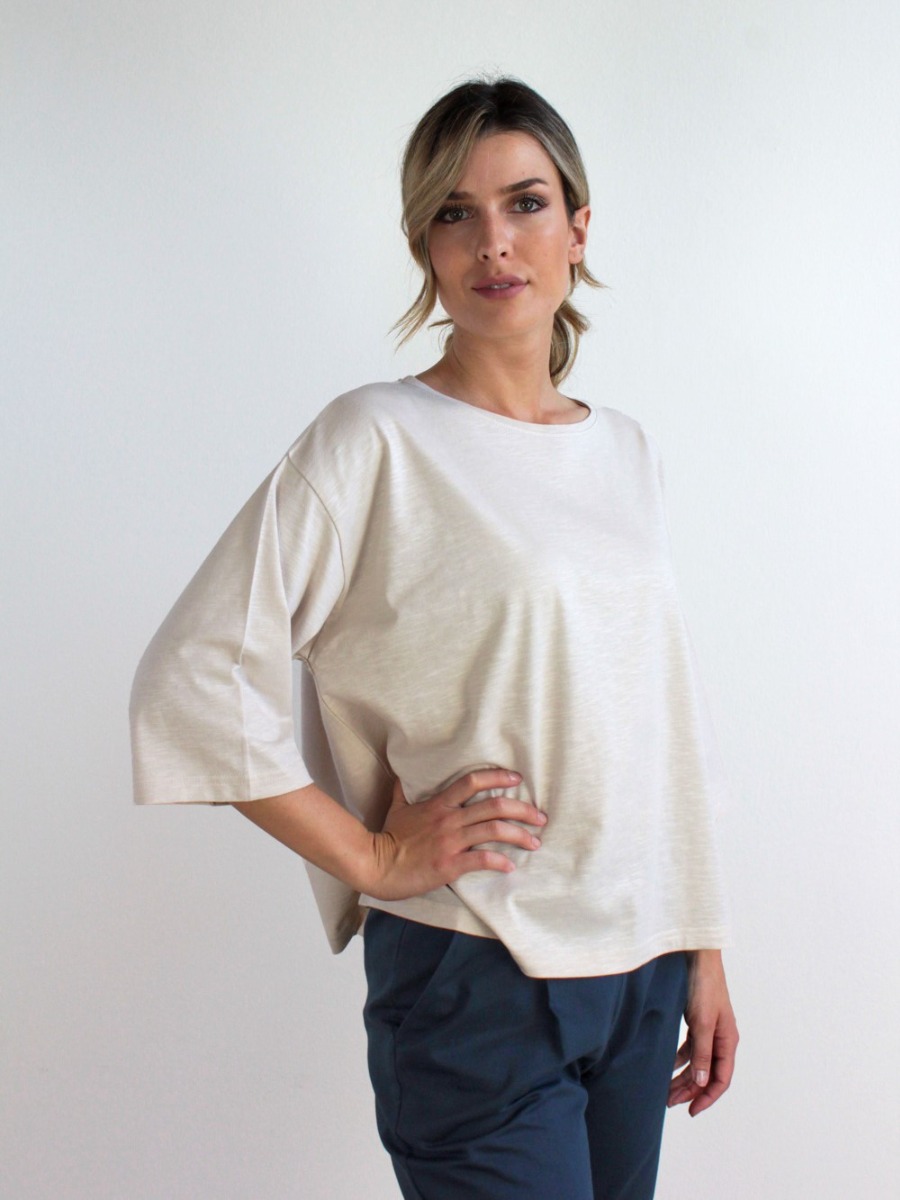 Maglia donna in cotone organico Garofano sabbia On Earth