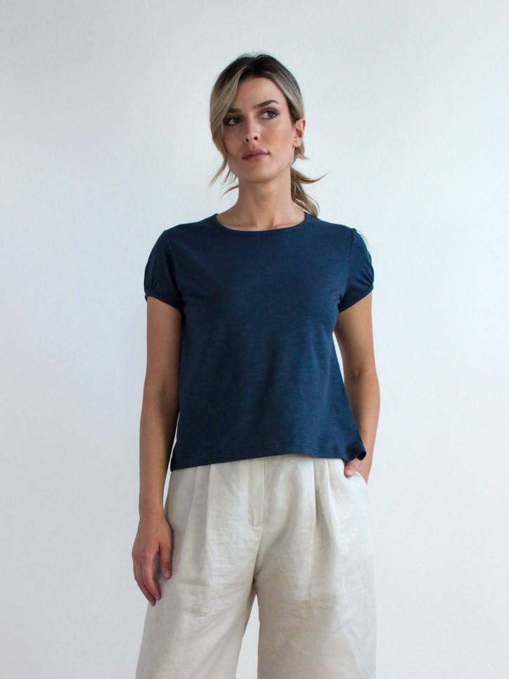Maglia donna in cotone organico Olivo blu On Earth