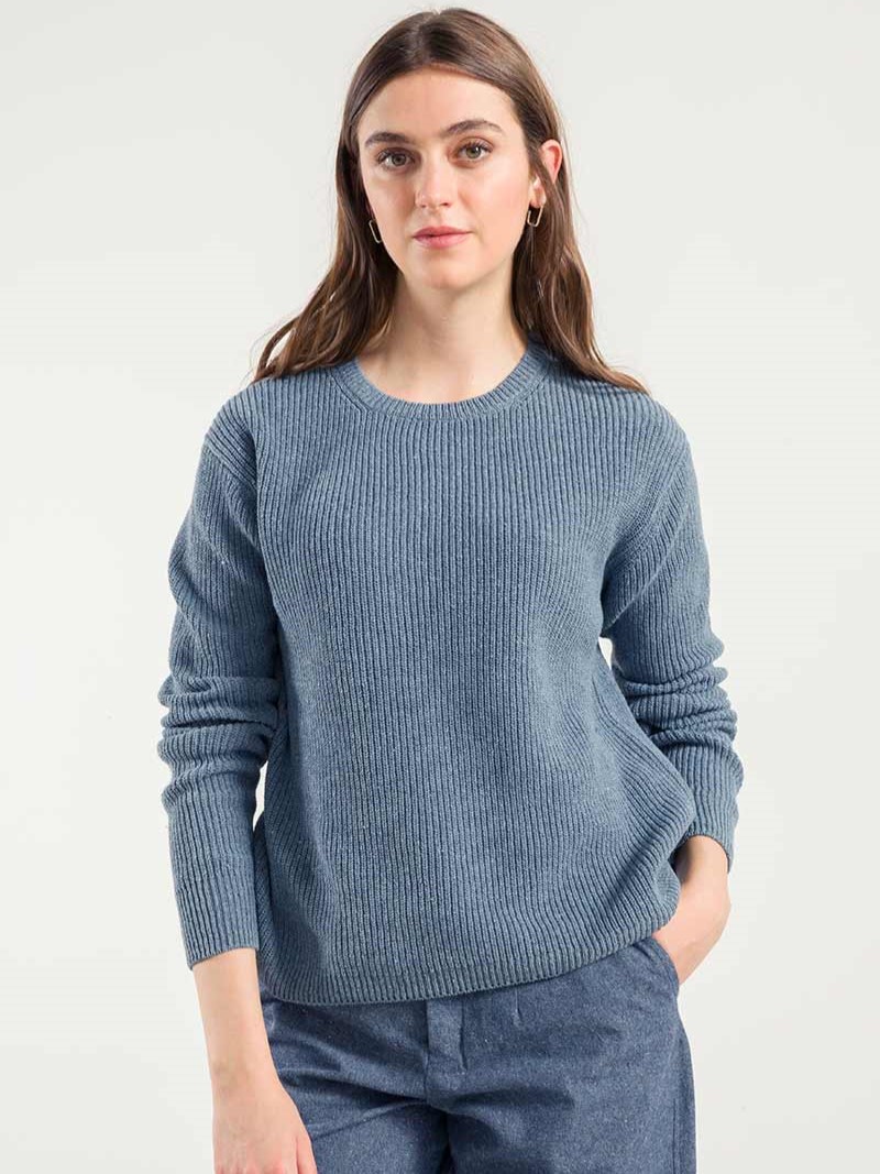 Maglia donna in cotone rigenerato Rachele Blu Atlantico - Rifò