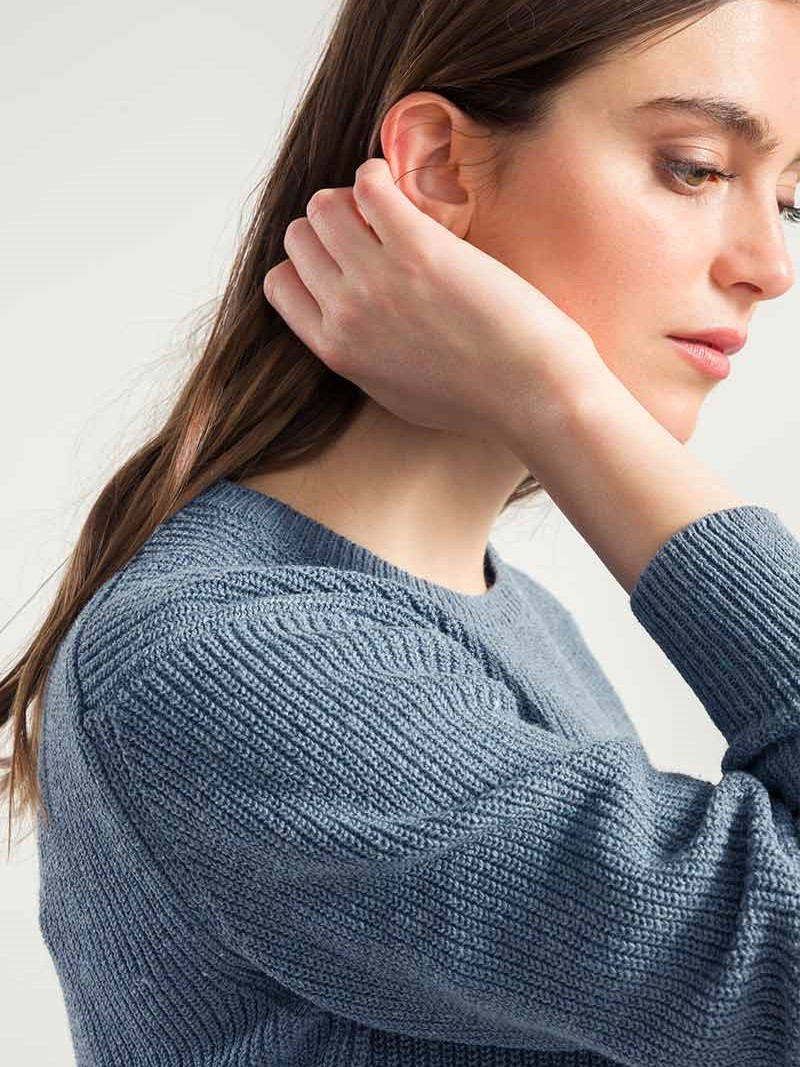 Maglia donna in cotone rigenerato Rachele Blu Atlantico - Rifò