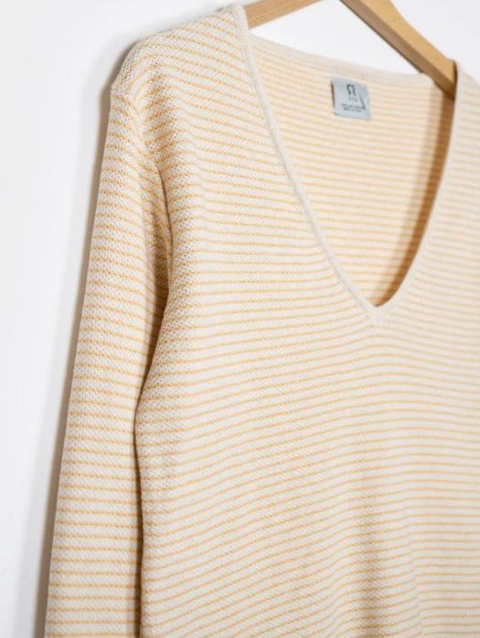 Maglia a righe cotone rigenerato MARION bianco/arancio - Rifò