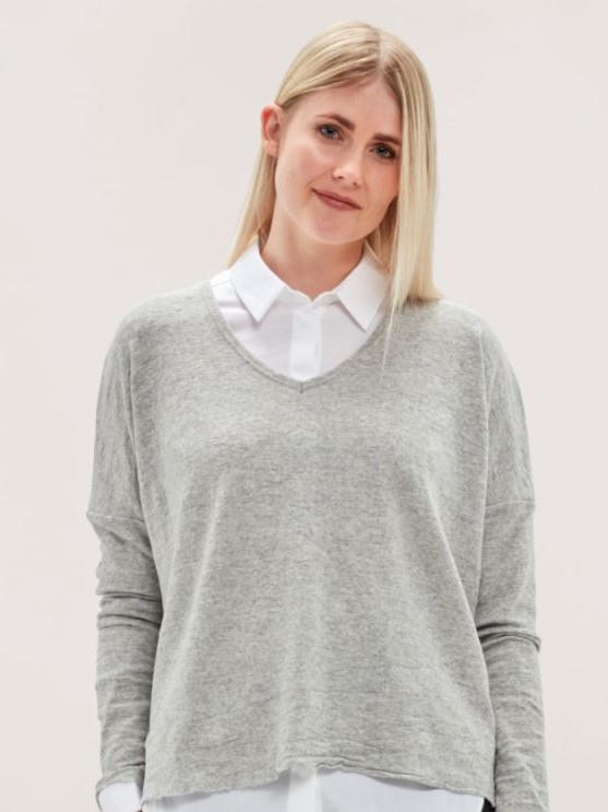 Maglia oversize donna collo a V 100% lana merinos 4027 - vale come modello