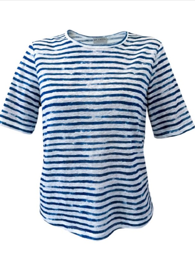 Maglia donna in lino righe Bianca e blu Losi - Progetto Quid