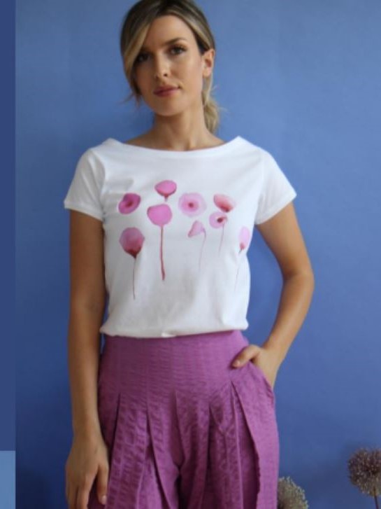Maglietta donna equo solidale LE PAVOS lilla