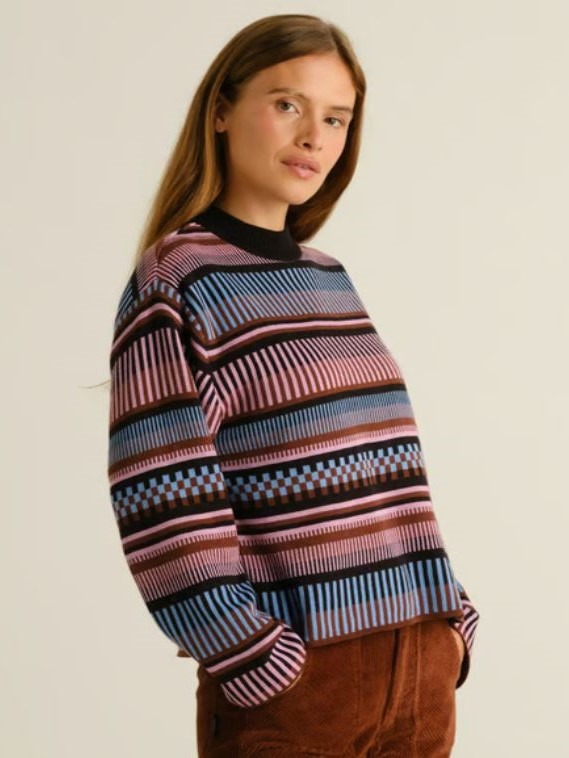 Maglia donna Limhamn righe rosa castagna